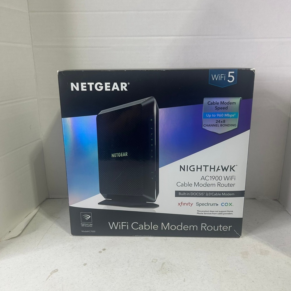 Netgear Nighthawk C7000 AC1900 WiFi Cable Modem Router DOCSIS 3.0 Black C7000v2